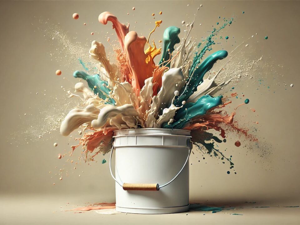 Spetterende kleurenexplosie in verfemmer, inspiratie voor verfkleuren van 2024.